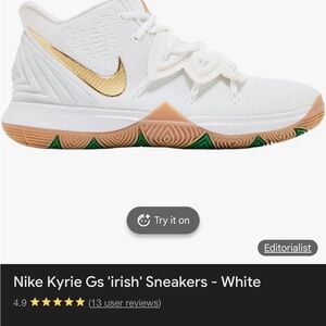 Nike Kids Kyrie GS Sneakers in White and Gold with Gum Sole size 2Y